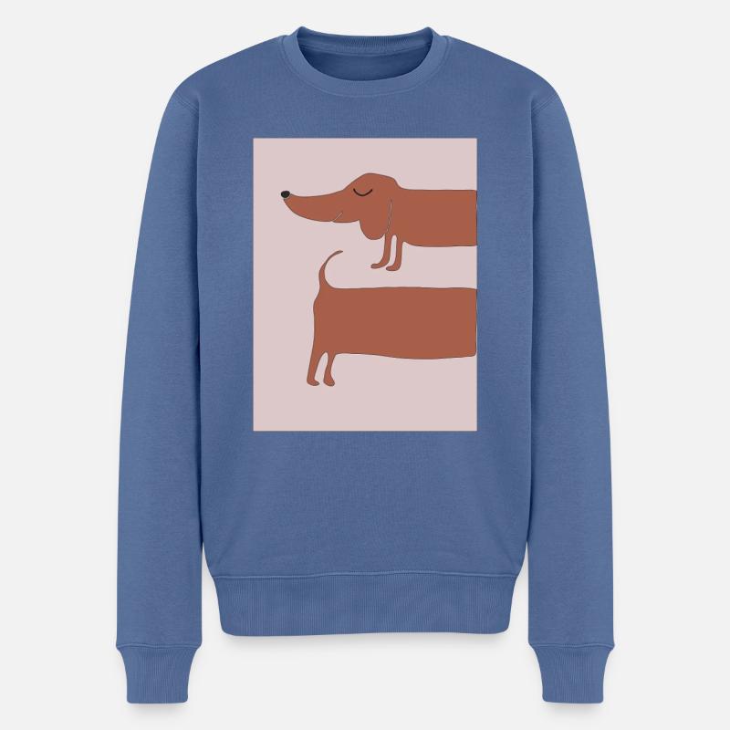 dackel rosa hintergrund - Männer Premium Bio Pullover - Taubenblau