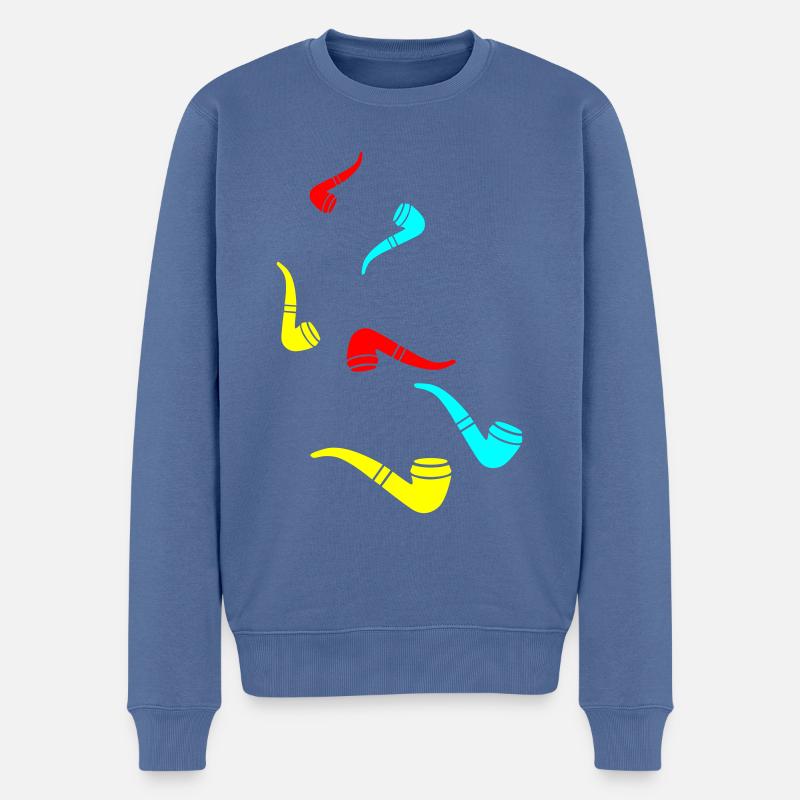 Fumer une pipe - Pull Premium bio Homme - bleu pigeon