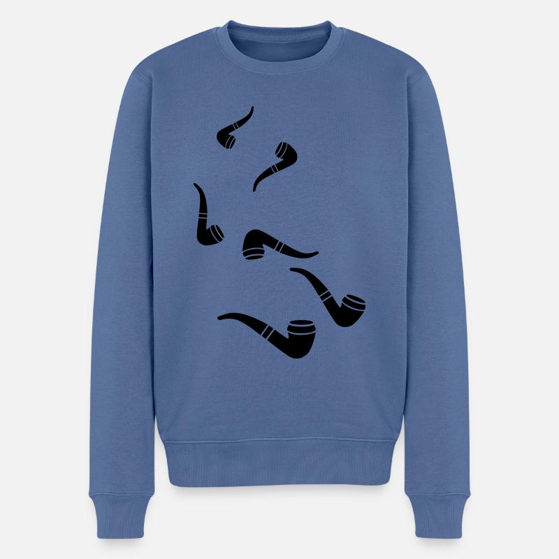 Fumer une pipe - Pull Premium bio Homme - bleu pigeon