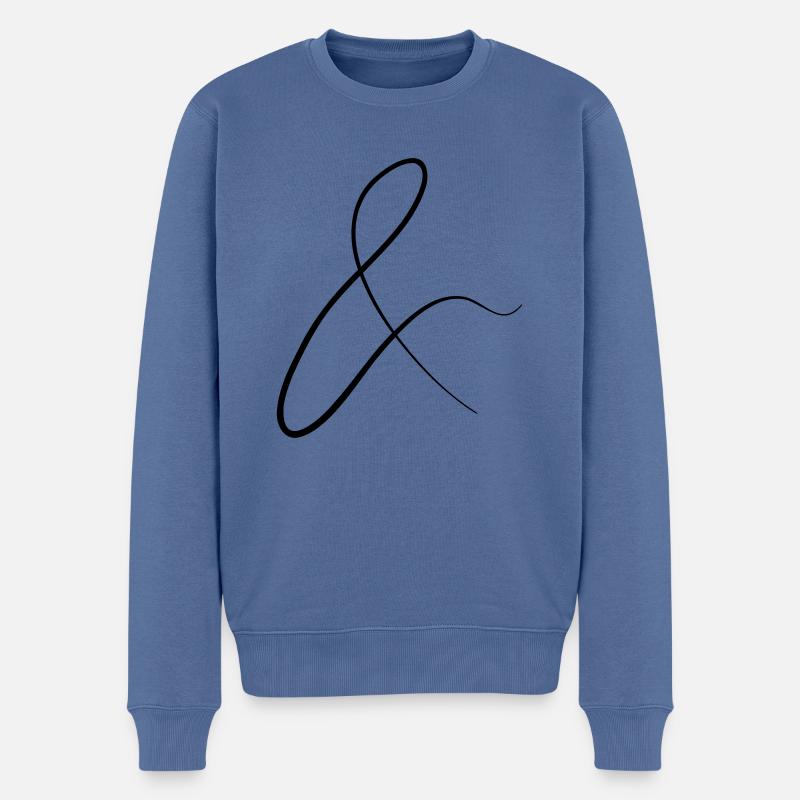 et les caractères en écriture - Pull Premium bio Homme - bleu pigeon