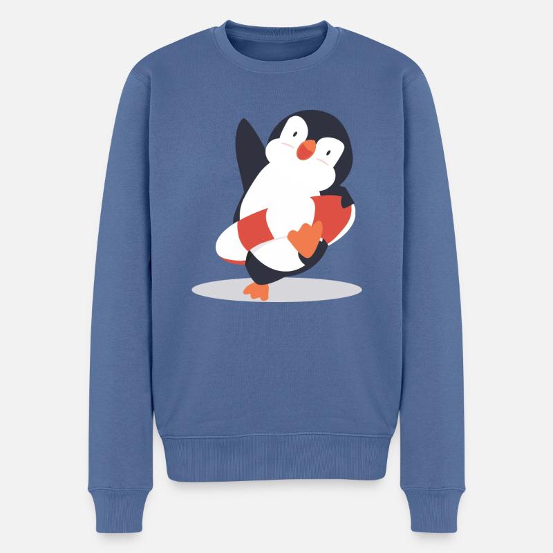 Pinguin - Männer Premium Bio Pullover - Taubenblau
