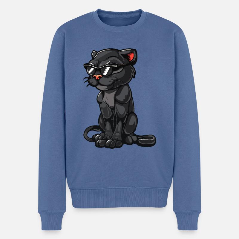 Panther Cool Comic - Männer Premium Bio Pullover - Taubenblau