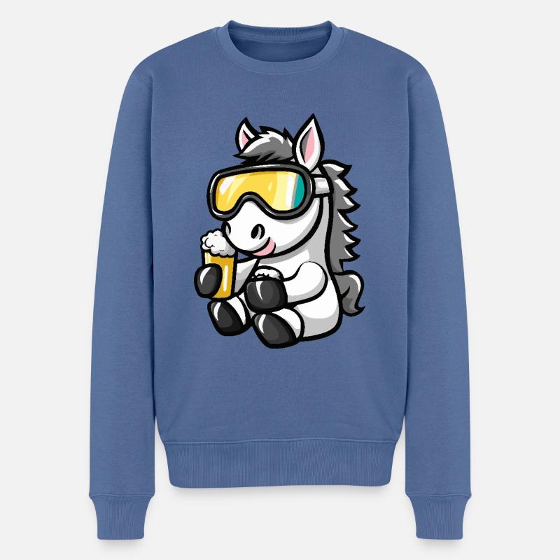 Bière d’après-ski de cheval - Pull Premium bio Homme - bleu pigeon