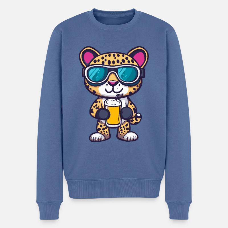 Bière après-ski Leopard - Pull Premium bio Homme - bleu pigeon