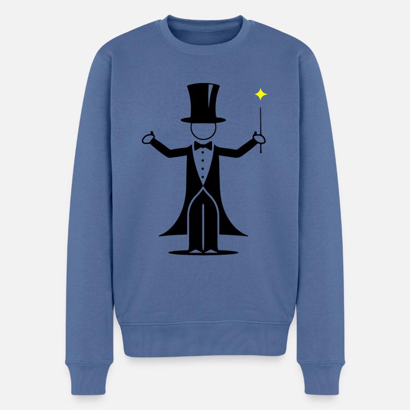Zauberer Design - Männer Premium Bio Pullover - Taubenblau