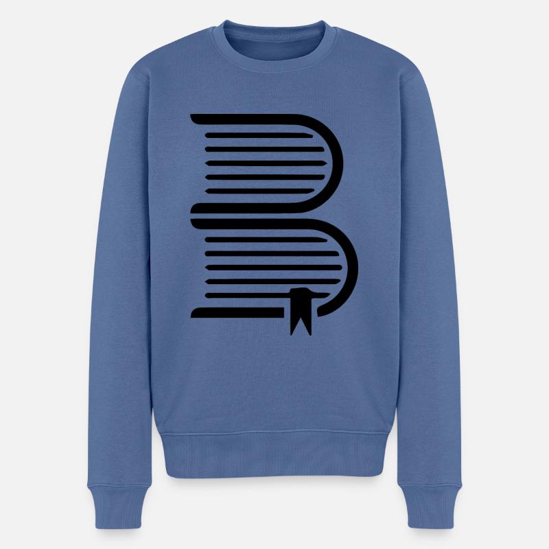 Buch - Männer Premium Bio Pullover - Taubenblau