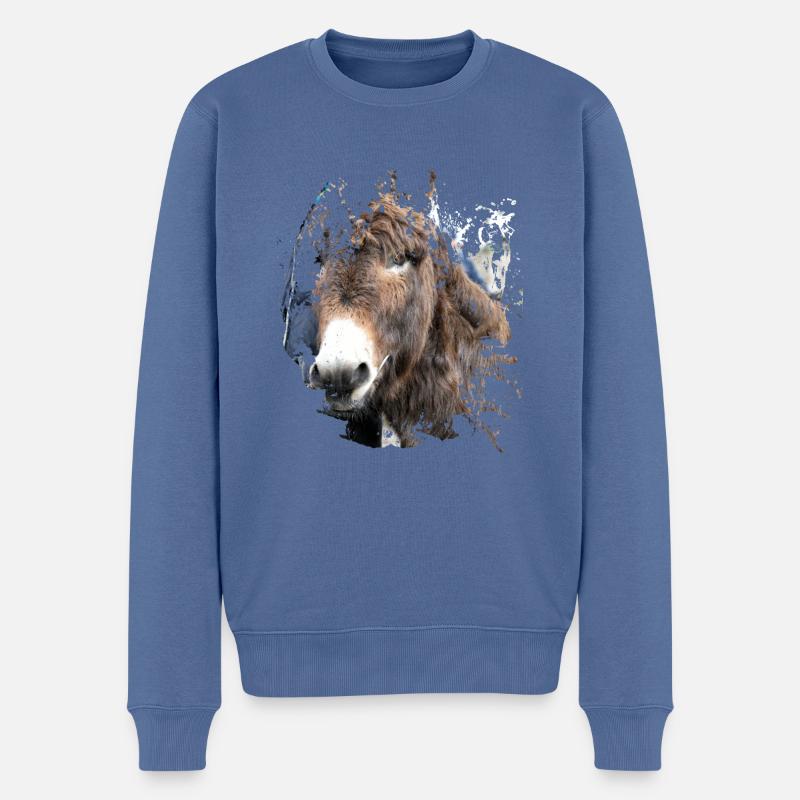 L'âne au pelage - Pull Premium bio Homme - bleu pigeon
