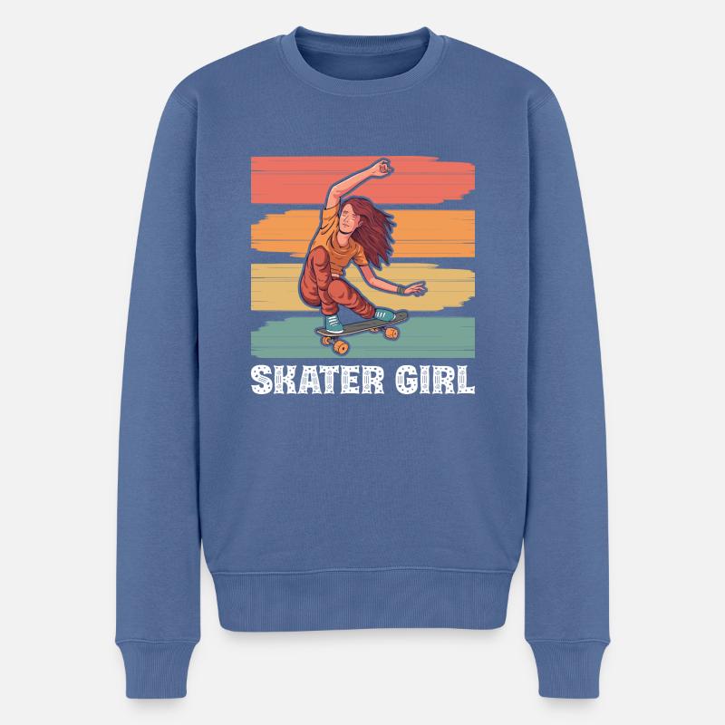 Skater Fille Skateboard - Pull Premium bio Homme - bleu pigeon