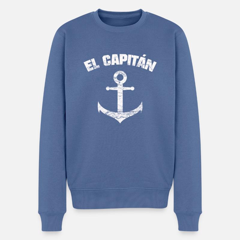 EL CAPITÁN ANCLA SHIRT - Männer Premium Bio Pullover - Taubenblau