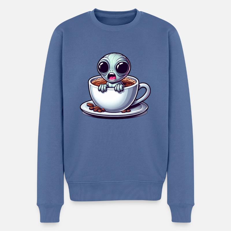 Alien Coffee Lover Caffeine Shock - Pull Premium bio Homme - bleu pigeon