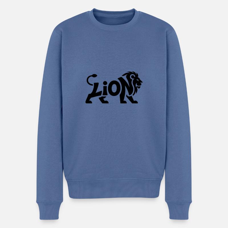 Löwe - Cooles Löwen-Logo - Männer Premium Bio Pullover - Taubenblau