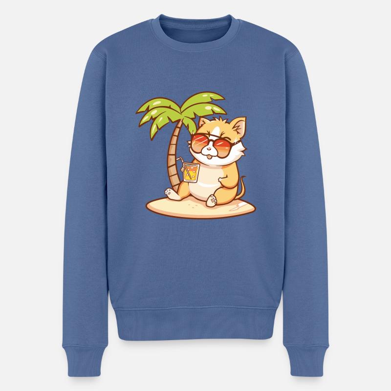 Hamster Sommer Strand Comic - Männer Premium Bio Pullover - Taubenblau