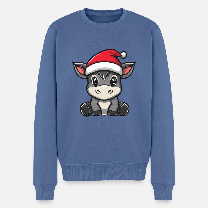 Âne Noël Mignon - Pull Premium bio Homme - bleu pigeon