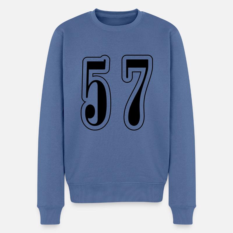 57 Symbole numérique - Pull Premium bio Homme - bleu pigeon