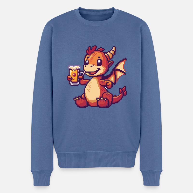 Drache Bier Pixel - Männer Premium Bio Pullover - Taubenblau