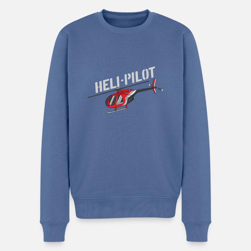 Heli Pilot | Hubschrauberpilot - Männer Premium Bio Pullover - Taubenblau