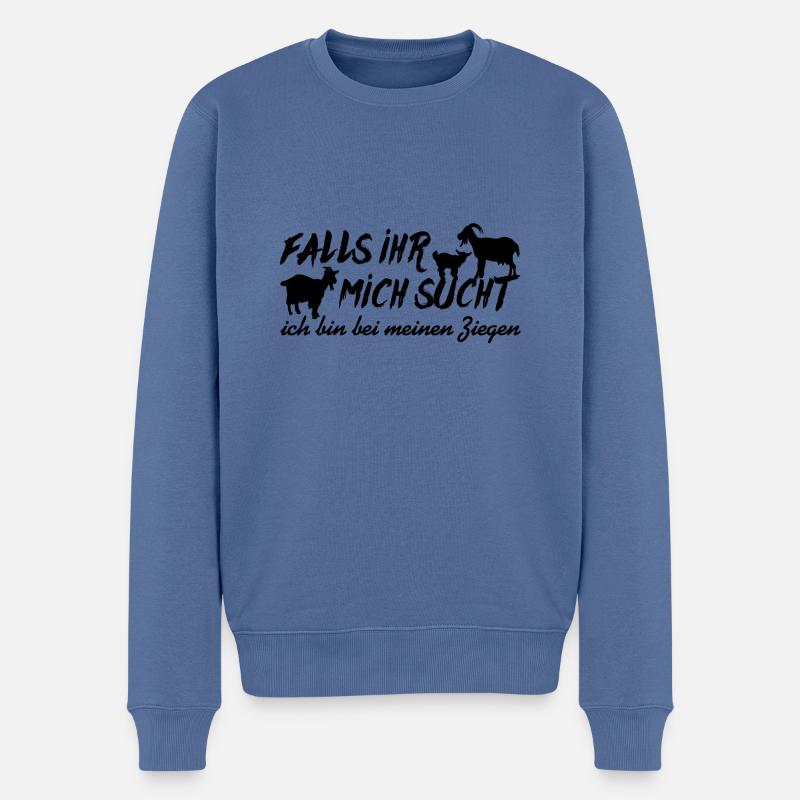 Meine Ziegen | Ich bin bei meinen Ziegen - Männer Premium Bio Pullover - Taubenblau