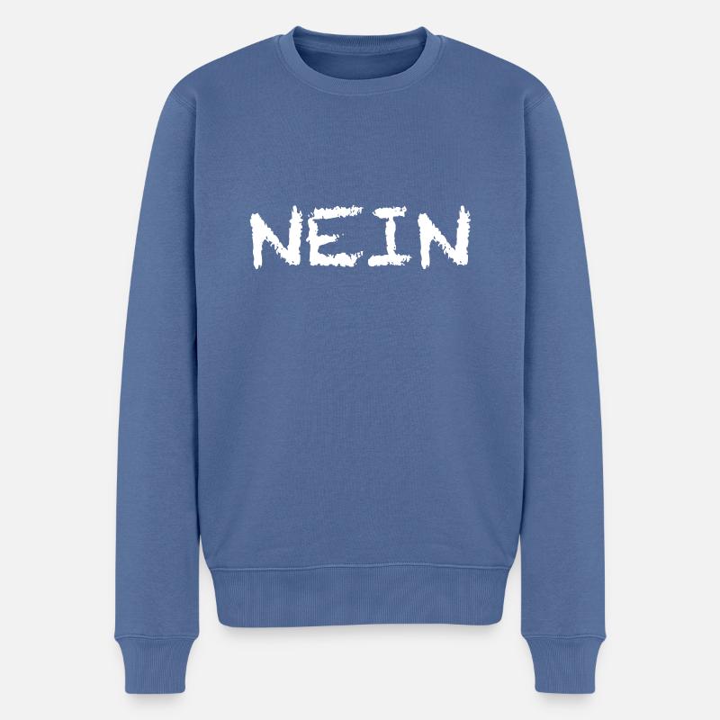 Non, blanc - Pull Premium bio Homme - bleu pigeon