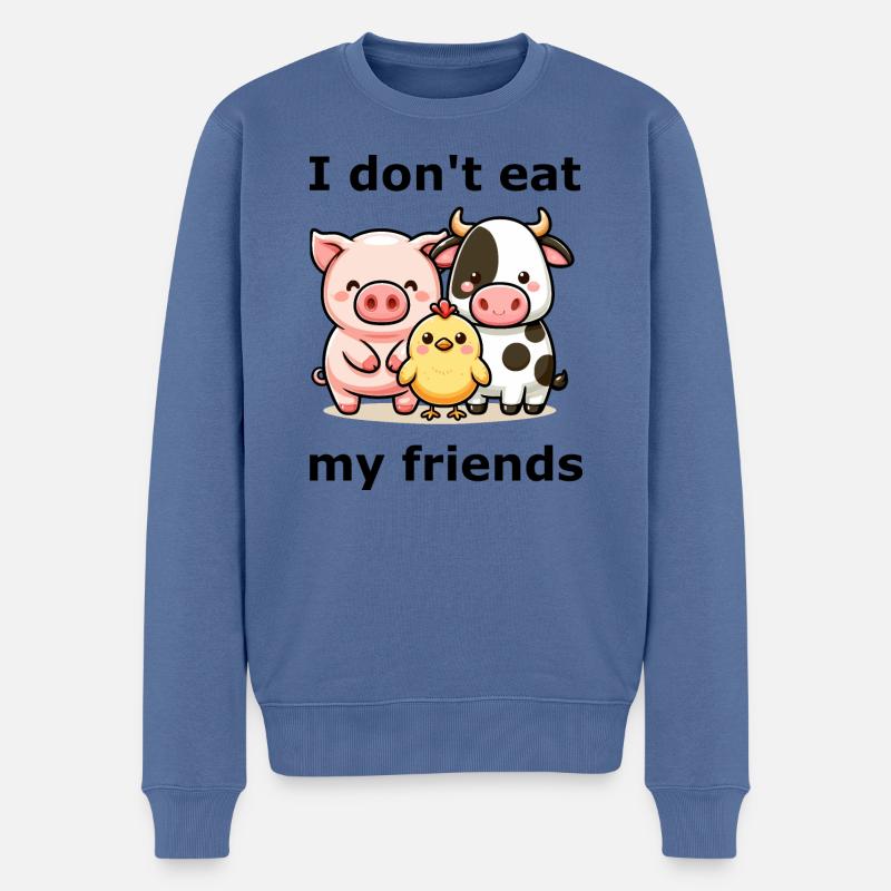 Je ne mange pas mes amis - Pull Premium bio Homme - bleu pigeon