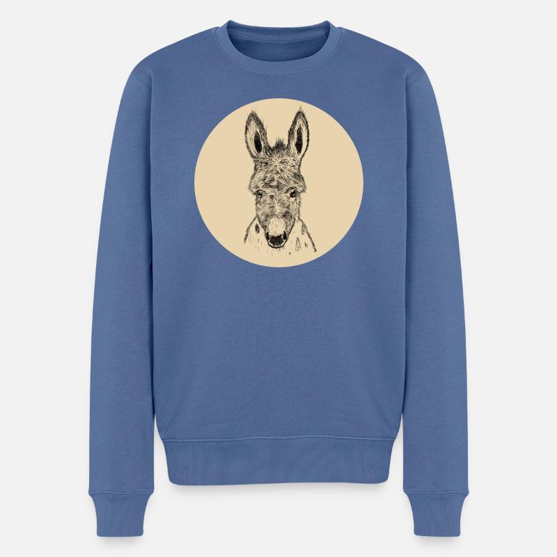 Esel Emil gelb - Männer Premium Bio Pullover - Taubenblau