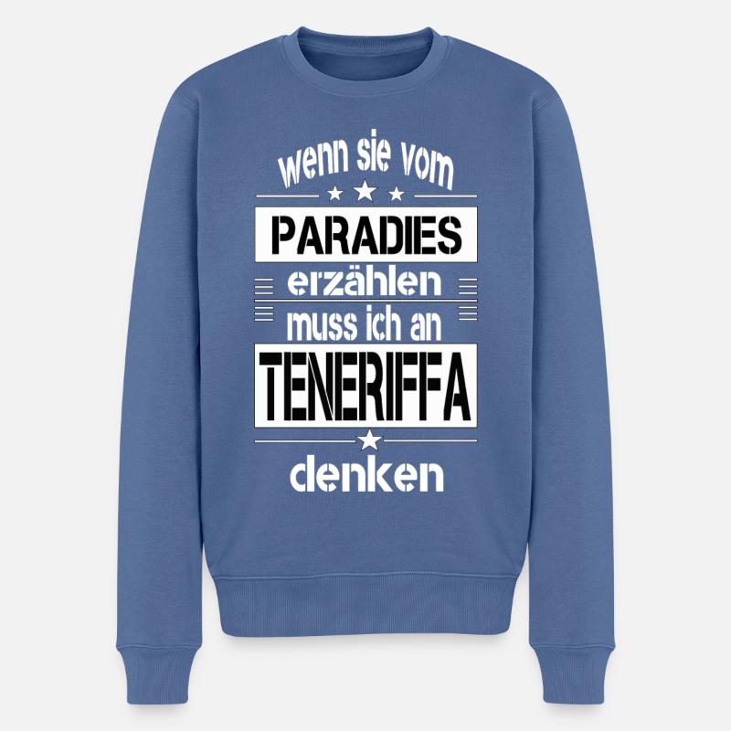 Paradies TENERIFFA - Männer Premium Bio Pullover - Taubenblau