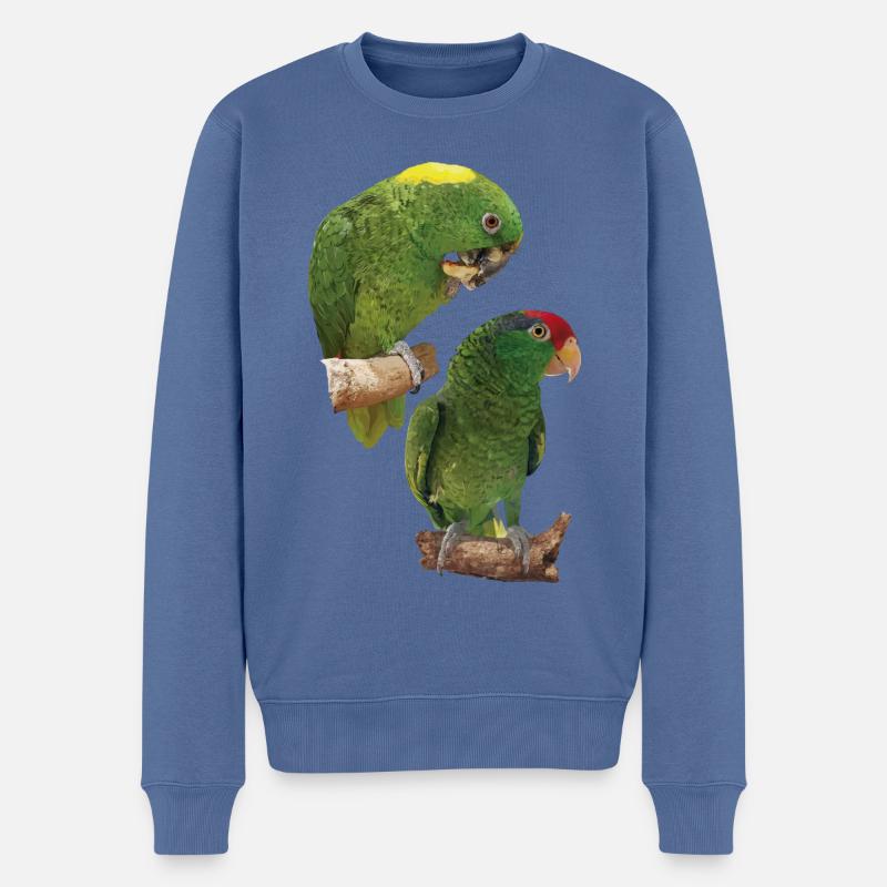 Papageien - Männer Premium Bio Pullover - Taubenblau