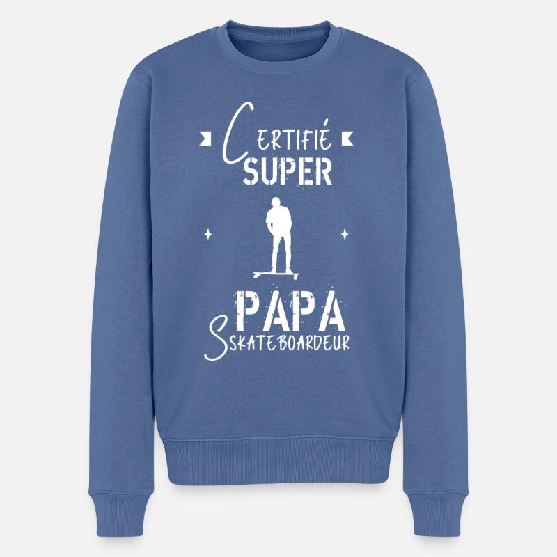 Super papa Skateboardeur - Pull Premium bio Homme - bleu pigeon