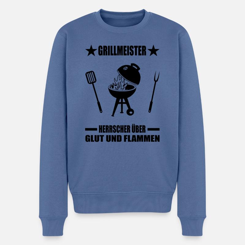 BBQ - Männer Premium Bio Pullover - Taubenblau