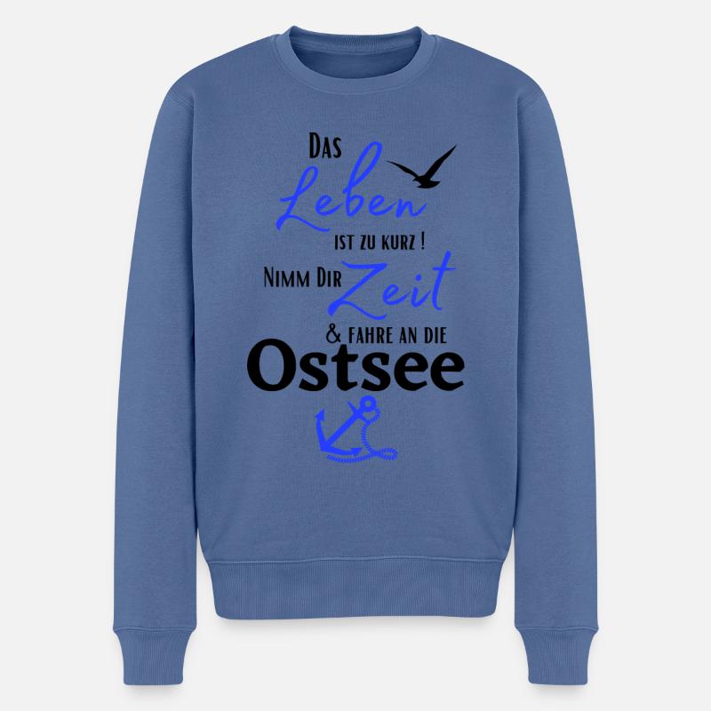 Ostsee - Das Leben ist zu kurz ! Nimm Dir Zeit ... - Männer Premium Bio Pullover - Taubenblau