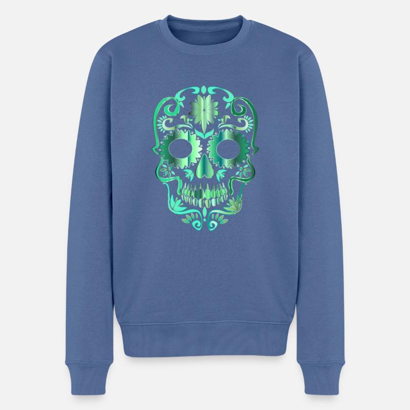 Skull - Männer Premium Bio Pullover - Taubenblau