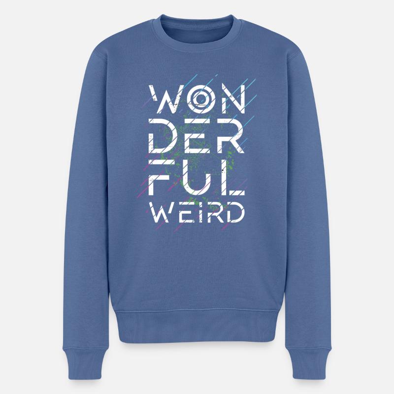 wonderful weird - merveilleux étrange - Pull Premium bio Homme - bleu pigeon