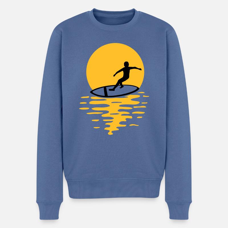 Surfeurs du soleil du soir - Pull Premium bio Homme - bleu pigeon