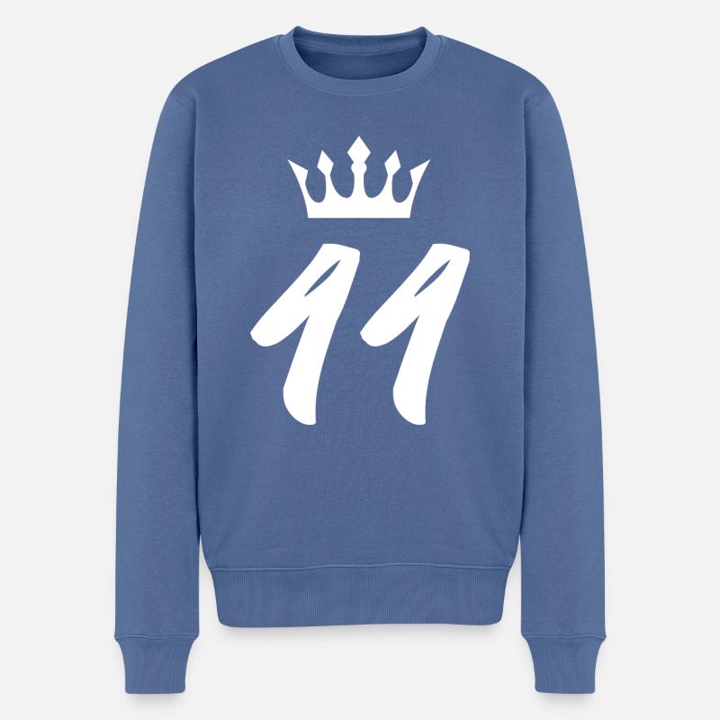 44 Zahl Krone - Männer Premium Bio Pullover - Taubenblau