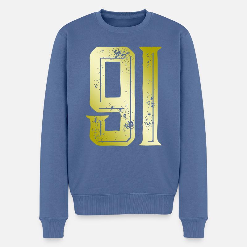 Symbole numérique 91 - Pull Premium bio Homme - bleu pigeon