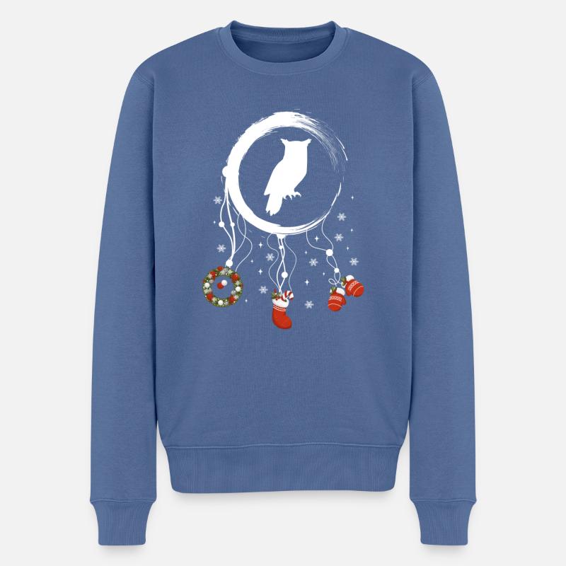 Eule Weihnachten Weihnachtstraumfänger - Männer Premium Bio Pullover - Taubenblau