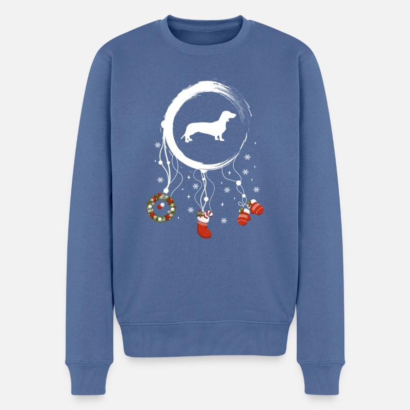 Dackel Weihnachten Weihnachtstraumfänger - Männer Premium Bio Pullover - Taubenblau