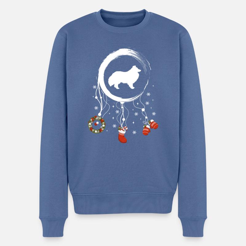 Shetland Sheepdog Weihnachten Weihnachtstraumfänge - Männer Premium Bio Pullover - Taubenblau