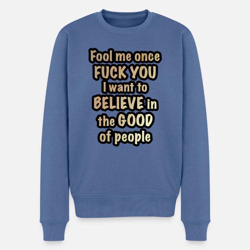 Fool more once - Pull Premium bio Homme - bleu pigeon