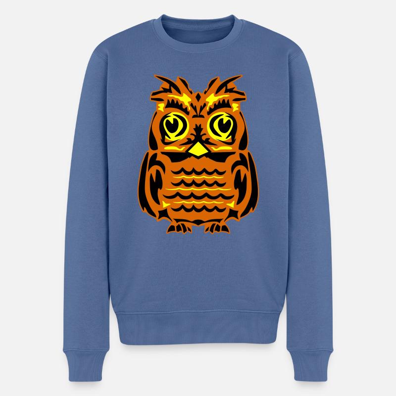 Eule - Männer Premium Bio Pullover - Taubenblau