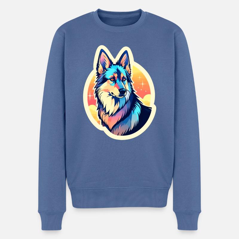 Illustration de berger allemand - Pull Premium bio Homme - bleu pigeon