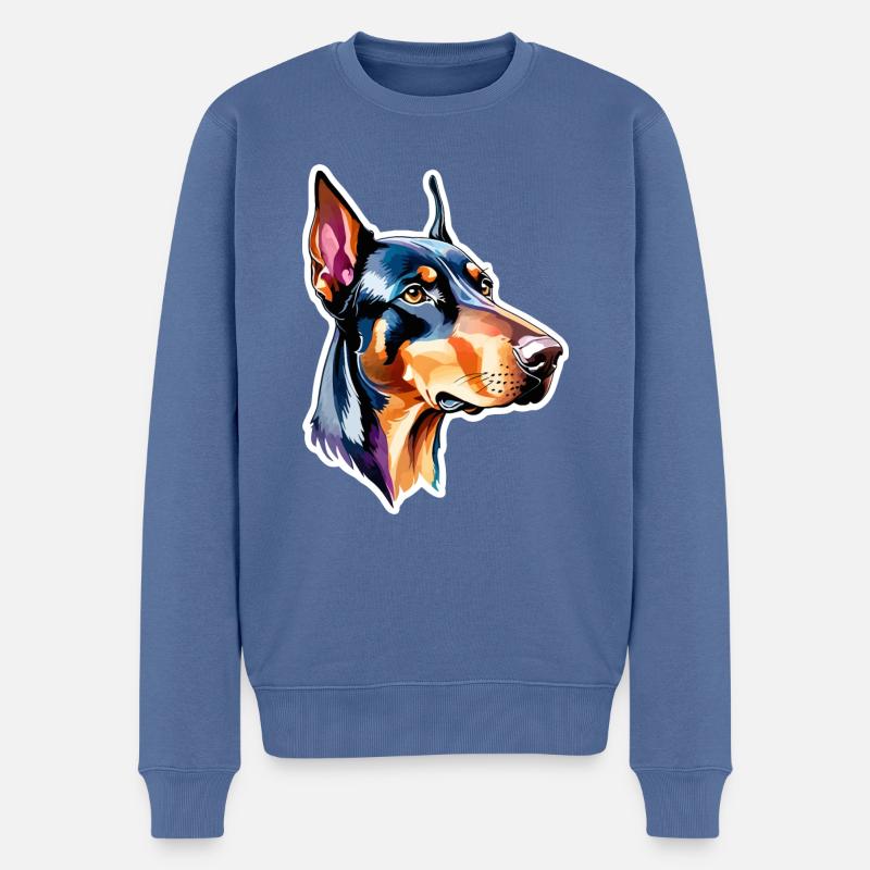 Dobermann Wasserfarben - Männer Premium Bio Pullover - Taubenblau