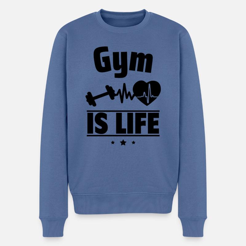 Krafttraining ist das Leben - Männer Premium Bio Pullover - Taubenblau