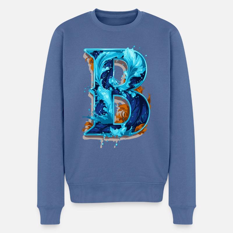 Lettre B pour Bernd - Pull Premium bio Homme - bleu pigeon