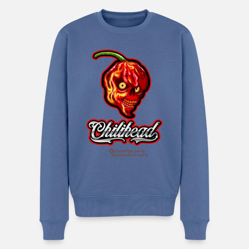 Chili Design Chilihead - Männer Premium Bio Pullover - Taubenblau