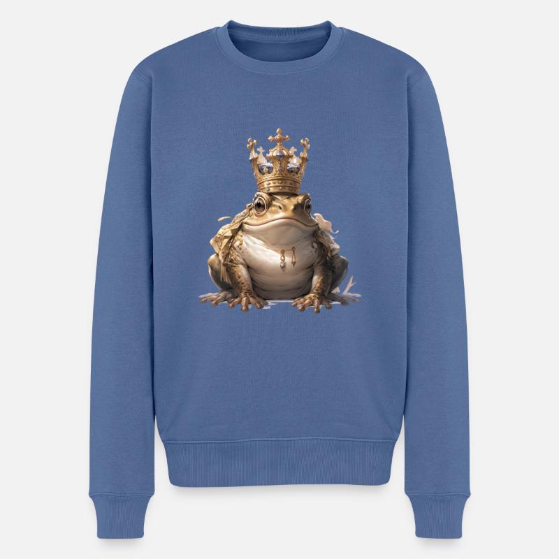 Frosch - Männer Premium Bio Pullover - Taubenblau