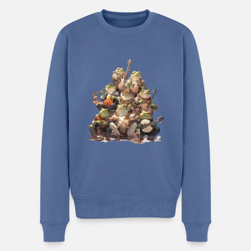 Frosch - Männer Premium Bio Pullover - Taubenblau