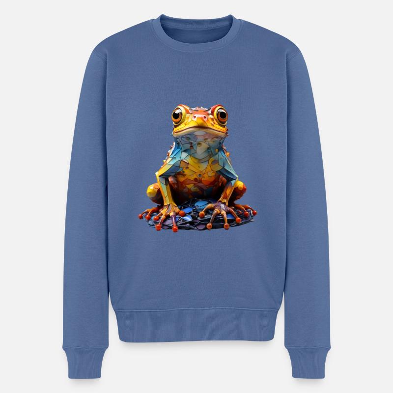 Frosch - Männer Premium Bio Pullover - Taubenblau