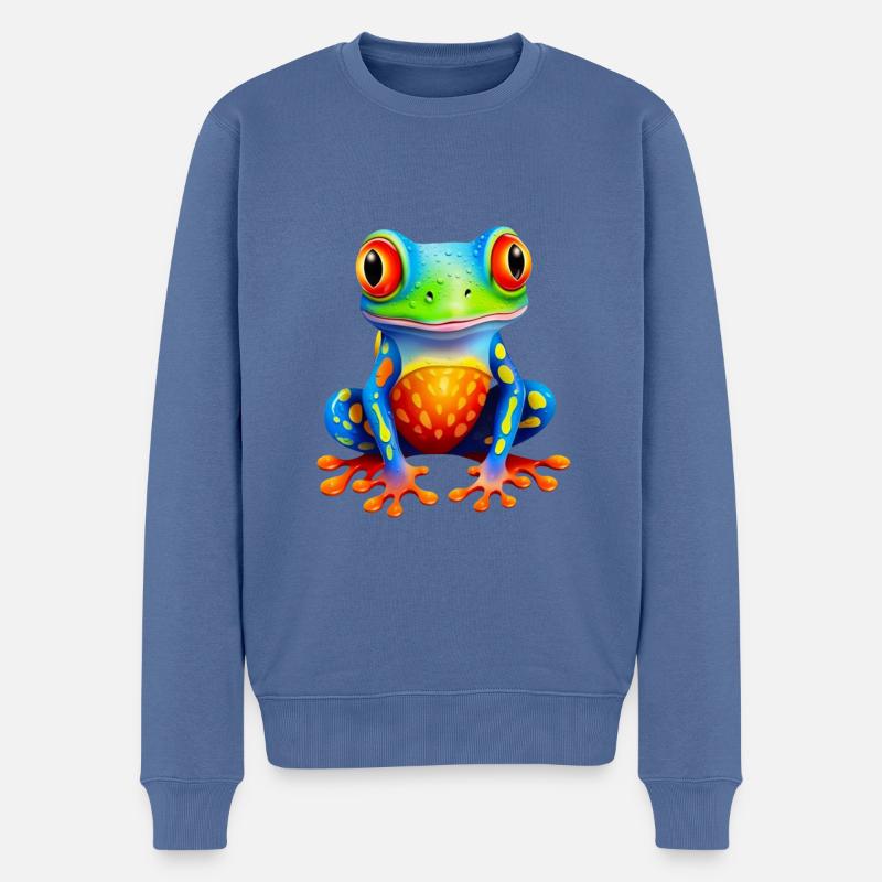 Frosch - Männer Premium Bio Pullover - Taubenblau
