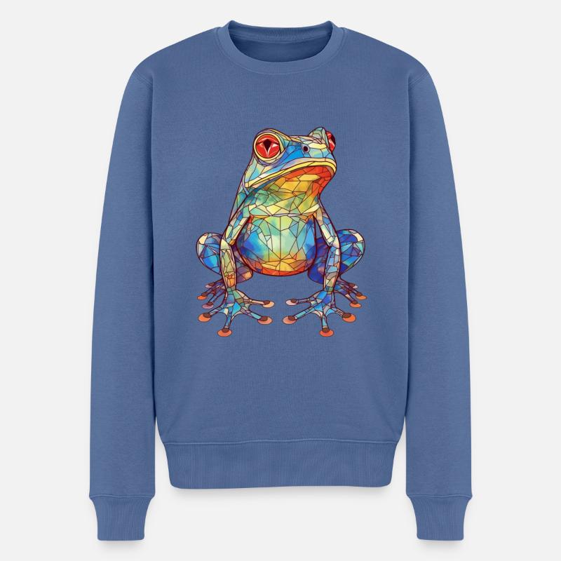 Frosch - Männer Premium Bio Pullover - Taubenblau