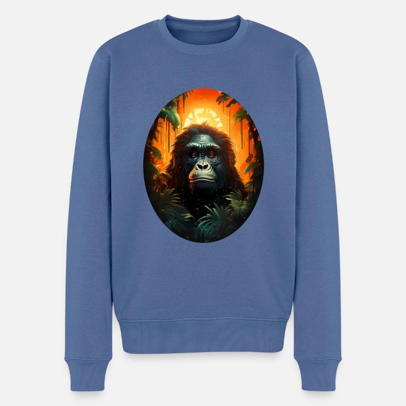 Gorilla - Männer Premium Bio Pullover - Taubenblau
